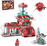 QLT QIAOLETONG Space Fire Station Builidng Set Compatible with Lego City Fire Station, STEM 919 Pcs with Firefighting Robot Building MOC Toy Set for Boy and Adult 8+ Kids