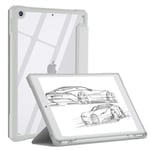 Amazon Brand Étui pour iPad 9/8/7 génération (iPad 10,2") avec Porte-Stylo, étui de Protection en Cuir avec Support pour iPad 10,2" 2021/2020/2019 – Blanc