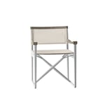 B&B Italia - Mirto Outdoor Folding Small Armchair MI59SR, Tortora Painted, Tortora Edge, Natural White Stige Fabric - Ulkona käytettävät ruokailutuolit - Antonio Citterio - Beige - Metalli/Tekstiili materiaali