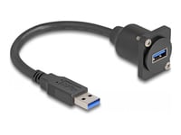 Delock - Usb-Forlengelseskabel - Usb-Type A (Hann) Til Usb-Type A (Hunn) D-Type - Usb 3.0 - 20 Cm - Svart