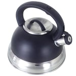 Buckingham 17064 Stainless Steel Stove Top Induction Gas Whistling Kettle 3.0 L Black, 3 liters