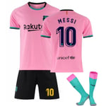 Barcelona tröja 20-21 hemma och borta nr. 10 Messi speluniform rosa 18 100-110cm rosa pink 1 1 pink 18  100-110cm