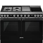 Smeg CPF120IGMPBL Portofino 120cm Black Dual Cavity Range Cooker with Mixed Fuel Hob