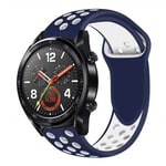 Huawei Watch GT pehmeä silicone kellon ranneke - Sininen / Valkoinen Tummansininen