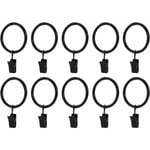 Shining House - Antirouille Anneaux de Rideaux avec Pinces Metal Rideau Clips Crochet10pcs (Noir)