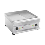 Royal Catering Dobbelt stegeplade - 60 cm glat og rillet 6.400 W