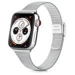 YLK Métal Bracelets Compatible avec Apple Watch 38mm 40mm 41mm 42mm 44mm 45mm Ultra 49mm, Acier Inoxydable en Métal Compatible pour iWatch 9 8 7 6 5 4 3 2 SE (38mm/40mm/41mm, é Argent)