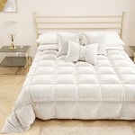 PETTI Artigiani Italiani - Soft and Warm Velvet 350 g/m² Double Sided Double Sided Quilt for Queen Bed: 220 x 260 cm, White, 100% Made in Italy