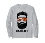 Football Basketball Dad Messy Hair Beard Football Basketball Long Sleeve T-Shirt