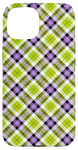 iPhone 15 Purple Green Plaid Halloween Plaid Fall Autumn Pumpkins Case