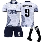 22-23 Real Madrid Dragon Mönster T-shirt fotbollströja Set BENZEMA 9 Z BENZEMA 9 Kids 28(150-160CM)