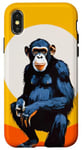 Coque pour iPhone X/XS Chimpanzé à l'horizon avec soleil dans le jeu de couleurs primate singe