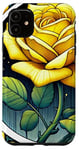 Coque pour iPhone 11 Rose jaune Illustration Roses jardinage art rosiers jardiniers