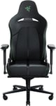 Razer Enki - Chaise de Jeu avec Support Lombaire intégré, Chaise de Bureau, Cuir synthétique Multicouche, Rembourrage en Mousse, Coussin pour la tête, Hauteur réglable, Noir/Vert