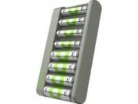 Gp Batteries Usb Battery Charger E821, With 8 Charging Slots (Grey, Incl. 4X Gp Batteries Aaa 850Mah + 4X Gp Batteries Aa 2,100Mah)