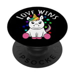 Mois de la fierté LGBTQ Gay et Lesbian Unicorn Love Wins PopSockets PopGrip Adhésif