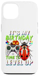 Coque pour iPhone 13 It's My Birthday Ladybug Time to Level Up Jeu vidéo