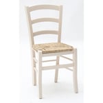 Fashion Commerce - Lot de 2 chaises en bois blanc en paille