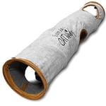 Tunnel pour Chat KaraLuna Premium 120 x 24 cm I 3 Judas et balles de Jeu I Jouets pour Chats d'intérieur Tunnel pour Chat Tunnel Gris Lapin Tunnel de Jeu Pliable