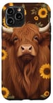 Coque pour iPhone 11 Pro Cuir de vache marron - Tournesols