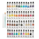 PEBEO - Studio Acrylics - Set 48 Tubes 20 Ml Couleurs Assorties + Accessoires - Kit de Peinture Acrylique pour Artiste et Débutant - Pinceaux + Spatule + Carton Toilé - Couleurs Lumineuses