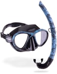 Mask And Snorkel Set, Cressi Metis + Corsica Combo  Blue Camouflage, Scuba