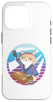 Coque pour iPhone 16 Pro Sushi chef bandeau chat tenue bleue comptoir en bois sushimi