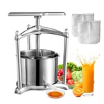 Fruktvinpress, 1,6 gallon/6L, 2 fat i rostfritt stål, manuell juicemaskin, cider Ãppel Druvtink