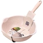 Thickened Bottom Stone Frying Pan Multifunction Non-Stick Pans Deep Nougat3968