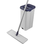 Beldray LA030223FEU7 Deep Clean Flat Mop & Bucket Set, Dual Compartment Self-Wringing Dirt Scraper 5.5L Bucket, Washable/Reusable Microfibre Head, Wood/Vinyl/Tile Hard Floor Cleaning