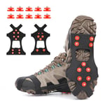 TBoonor Pointes de Chaussures Griffes de Chaussures Crampons de Glace Pointes de Neige Crampons Griffes de Glace antidérapantes avec 10 Pointes pour la Neige et la Glace (Rouge Orange, S 30-35 (EU))