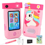 Telephone Enfant, ZUEOKAI Smartphone pour Enfants, Appareil Photo Enfant Objecti Pivotant 180°,étui Silicone, 1080P Vidéo, Cadeau Fille Enfants 3 4 5 6 7 8 Ans (Emballé dans Une boîte Dinosaures)