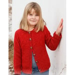 Red Hibiscus Jacket by DROPS Design - Cardigan Strikkeoppskrift str. 3 - 13/14 Ã¥r