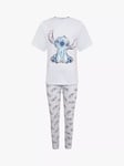 Brand Threads Kids' Disney Lilo and Stitch Cotton Pyjama Set, Blue/Grey