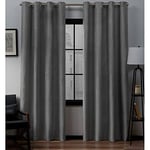 Exclusive Home Curtains Exclusif Maison Rideaux Loha en Lin Grommet Top fenêtre Panneau de Rideau Paire, Polyester, Noir Brillant, 108" Length