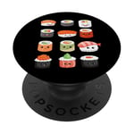 Visages de sushis kawaii mignons type japonais de suchi amateur de nourriture PopSockets PopGrip Adhésif