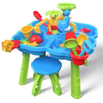 Sand Water Table for Toddlers, 4 in 1 Sand Table and Water Play Table, Kids Table Activity Sensory Play Table Beach Sand Water Toy for Outdoor Backyard for Toddlers Age 3-5