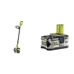 RYOBI RY18CVA-0 18V ONE+ Cordless Garden Cultivator (Bare Tool), Hyper Green & RB18L50 ONE+ Lithium+ 5.0Ah Battery, 18 V