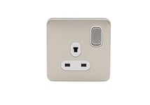 Schneider Electric Lisse Screwless Deco GGBL3050NSWSS Prise de courant unique non standard en acier inoxydable avec insert blanc 13 A