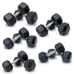 DKN Rubber Hex Dumbbells - 2 x 15kg