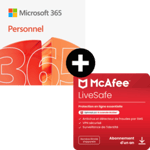 Pack Microsoft 365 Personnel - 1 utilisateur + McAfee LiveSafe - nombre d&#039;appareils illimité - Renouvellement 1 an