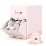 Grind Long Blend Coffee Pods – Pack of 100 Coffee Capsules – Nespresso® Original Machine Compatible Pods – Home-Compostable Coffee Pods – Notes of Brazil Buts, Dark Chocolate, Vanilla and Walnuts