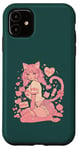 Coque pour iPhone 11 Anime Cat Girl Manga Hearts Kawaii Cute Holiday Valentines