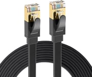 Elfcam® - 30m CAT7 Câble Réseau Ethernet RJ45, Cat 7 STP 100% Cuivre, Câble Plat, 32 AWG, Noir (30M)