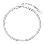 FindChic Chaine de Cheville Serpent Femme Acier Inoxydable Bracelet de Cheville Pied Chaîne 22cm-3 mm Gourmette Enfant Fille Large Argent