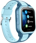 4g Montre Connectée Enfant Gps Pour Garçon Fille Traceur Gps Enfant Étanche Gps+Wifi+Lbs Géolocalisation Geofence Montre Appel Vidéo Sos Caméra Message Réveil Mode Classe Musique Bleu