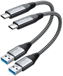 Câble USB C,USB A vers USB C 3.1 Gen 2,câble de charge rapide de type C 3 A et câble de synchronisation de données 10 Gbit/s pour MacBook,Galaxy S20,Android Auto et plus encore (0.3 m,2)