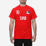 Serbiens  landslag t-shirt i röd med SRB & 10 fotboll euro24 128cl 7-8 år