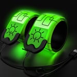 Led-armband för löpning, 2-pack löparlampor för löpare Uppladdningsbar reflexlöparväxel Lyser upp armband Hög synlighet LED-armbandslampor green