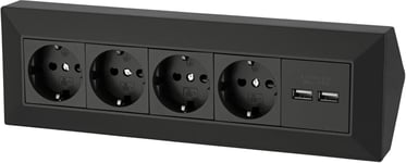 4-Fach Structure Bloc Multiprises Prise De Courant D'Angle + 2X Usb Charge - 230V 3600W - Noir